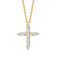 Collier unisexe en argent S925 avec pendentif croix entièrement serti de zircone cubique, accessoire de mode tendance avec croix en cristal irrégulière