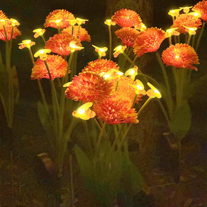 Nueva lámpara de pie decorativa de jardín Solar de 6 flores LED IP65 diseño de panal hierba abejas oscilantes césped Solar para comercio exterior - Product Image 3