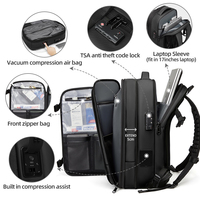 Sac à dos pour ordinateur portable extensible de 5 cm de qualité supérieure avec serrure personnalisée, séparation sec-humide, en tissu Oxford, à compression sous vide