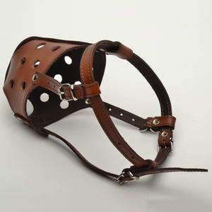 Bozal de perro de cuero genuino, cubierta de boca ajustable, bozal de perro antiladridos antimordidas - Product Image 6
