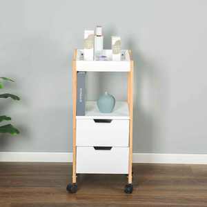 Multifunctionele Houten Lade <span class=keywords><strong>Trolley</strong></span> Thee Kinderwagens Rollen Badkamer Organisatoren En Opslagkar - Product Image 3