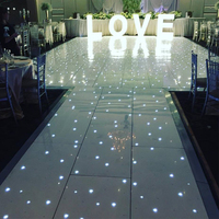 Piste de danse en acrylique blanche à étoiles et piste de danse à LED noire scintillante