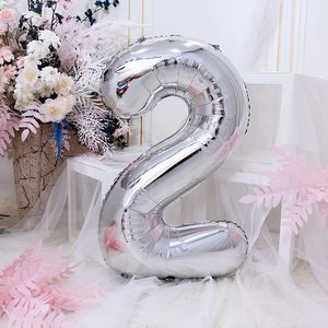 <b>16</b> 32 40" Number 0-9 Glossy Foil Mylar Balloons Individually Card Packed for <b>Birthday</b> Christmas & Party Use Unisex - Product Image 3