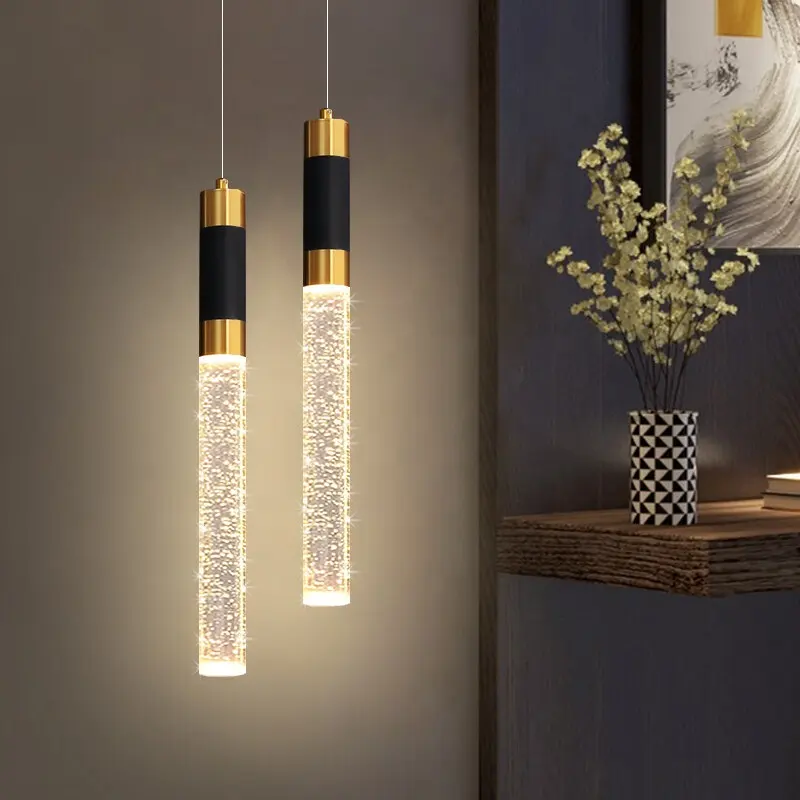 JYLIGHTING Modern basit metal akrilik tek asılı asılı lamba başucu mutfak ada dekorasyon için sıcak işık etkisi ile