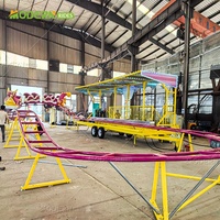 Manège mobile Dragon Rollercoaster à vendre, monté sur remorque, manège portable pour fête foraine, mini roller coaster pour parc d'attractions