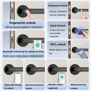 Tuya Biometric Fingerprint Key <strong>Digital</strong> Password Electric Handle <strong>Door</strong> Lock Bedroom Home Wood Smart <strong>Door</strong> Lock Smart Lock - Product Image 2