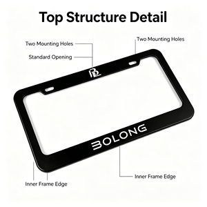 BOLONG <span class=keywords><strong>Gro</strong></span>ßer Ausverkauf USA-Standard ABS-Kunststoff Nummernschildrahmen mit Individuellem Logo Schwarzer Auto-Kennzeichenhalter Auto-Dekoration - Product Image 2