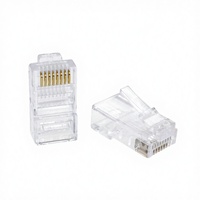 Conector RJ45 Cat6 8P8C UTP, Enchufe Ethernet con Contactos Chapados en Oro para Terminación de Cable LAN Cat5e/Cat6 (Transparente)