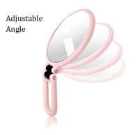 Hot Sale Portable Pocket Make-up Mirror Double-sided Cosmetic Magnifying Mini Round Foldable Silver Finish Handle Mirror