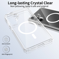 Étui de téléphone portable magnétique transparent de haute qualité pour Samsung Galaxy S25/24, personnalisé, anti-jaunissement, anti-rayures