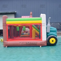 Château gonflable à thème ferme avec toboggan, combo château de rebondissement, château de saut extérieur pour fête d'enfants