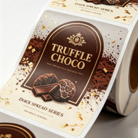 Étiquette autocollante personnalisée en feuille d'or pour chocolat truffé, imperméable, pour emballage de pots de pâte à tartiner de luxe