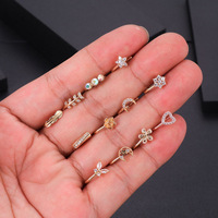 Faux anneau de nez indien en laiton chirurgical 316L en acier inoxydable non piercing avec des manchettes de nez en feuille de Zircon incrustées pour femmes