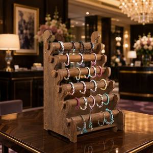 Six Tier Bracelet Display Stand Wooden Bangle Holder Jewelry Organizer for Store Home Tradeshow - Product Image 5