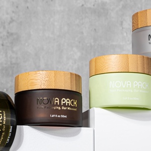 Sinh Thái Sang Trọng Mờ Hổ Phách Lọ Thủy Tinh Với Nắp Tre <span class=keywords><strong>15Ml</strong></span> 30Ml 50Ml 100Ml 200Ml Tre Mỹ Phẩm Lọ Vàng Hotstamping Logo Emboss - Product Image 3