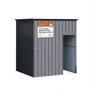 Casa para Perros de Acero Galvanizado Antracita de 65x60.2x71.3 Pulgadas con Techo, Refugio para Mascotas al Aire Libre - Product Image 1