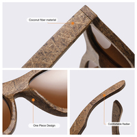 Lunettes de soleil en fibre de coco |   Ressort métallique 100% protection UVA/UVB |   Lunettes de soleil polarisées en noix de coco pour hommes et femmes, modèle 8562