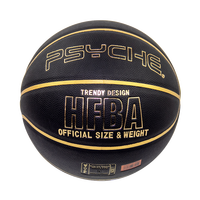 Ballon de basketball Psyche Classic noir taille 7, en PU composite résistant à l'usure avec canaux dorés pour l'entraînement en ville et en salle