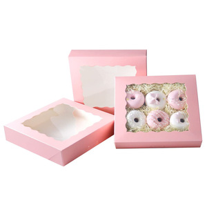 Eco-Friendly Food-Grade Embossed <b>Recycled</b> Paperboard Custom Square Kraft Windowed Baking Dessert <b>Boxes</b> for Takeaway Customers - Product Image 2