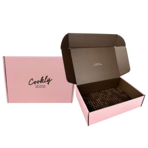 Изготовленный на заказ логотип розовая гофрированная почтовая упаковочная коробка для печенья Макарон пончик печенье - Product Image 1