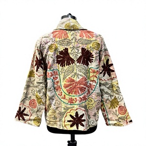 Kantha Embroidered Floral Spring Jacket Kantha Quilted <b>Coat</b> Indian Boho Vintage Hand-<b>Stitched</b> - Product Image 5