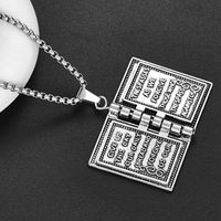 Collier Pendentif Bible Chrétienne Ouvertable en Acier Inoxydable Exquis, Style Vintage Tendance, avec Chaîne Maille Forçat, Forme Rectangulaire, Idéal Cadeau