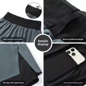 Pantalones Cortos de <span class=keywords><strong>Running</strong></span> 2 en 1 para Hombre OEM con Soporte para <span class=keywords><strong>Bastones</strong></span> de Trekking, Cintura Elástica, Transpirables, de Secado Rápido, Sólidos, para <span class=keywords><strong>Trail</strong></span>, Maratón y Senderismo - Product Image 4