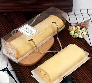 Bakken Verpakking Gebak Doos Transparant Mousse Zwitserse Cake Roll Doos Met Touw Handvat