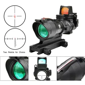 4X32 ACOG Real Fiber Optics Tactical Optical Sight Scope 4X Red Green Illuminated RMR Red Dot Hunting Sight 5mw Laser Aluminum