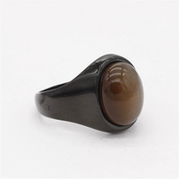 Bague en acier inoxydable unisexe, style œil de chat ovale, tendance et simple, en promotion