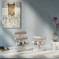 Support de présentation pour bracelets en bois blanc AOTE à 3 niveaux, capacité de 3 à 6 L, pour bijoux, support de rangement pour bracelets en forme de T, pour la maison et les entreprises