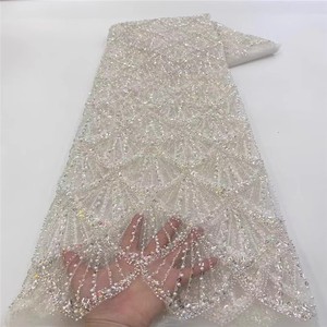 NI.AI Tela <span class=keywords><strong>de</strong></span> Malla con Lentejuelas y Perlas, Ecológica, en Oferta, para <span class=keywords><strong>Vestidos</strong></span> <span class=keywords><strong>de</strong></span> Novia - Product Image 4