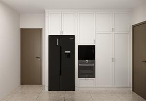 Armoires de cuisine classiques en bois massif de style shaker blanc avec îlot en marbre - Product Image 2