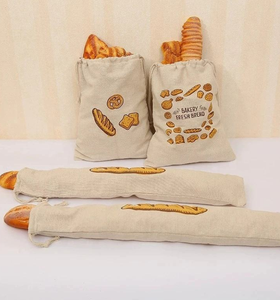 ถุงผ้าฝ้ายและป่านออร์แกนิคแบบพิมพ์ลายตามสั่ง เป็นมิตรกับสิ่งแวดล้อม นำกลับมาใช้ใหม่ได้ สำหรับใส่ขนมปังหรือของช้อปปิ้ง - Product Image 1