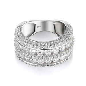 Anello a Doppio Strato con Zirconi Incastonati, Gioiello da Dito di Lusso alla Moda per Donna, Regalo per Feste - Product Image 4