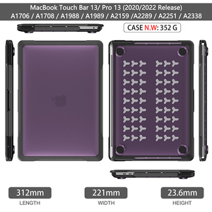 Housse en caoutchouc pour ordinateur portable <span class=keywords><strong>MacBook</strong></span> <span class=keywords><strong>Touch</strong></span> <span class=keywords><strong>Bar</strong></span> <span class=keywords><strong>13</strong></span>/<span class=keywords><strong>Pro</strong></span> <span class=keywords><strong>13</strong></span> <span class=keywords><strong>2020</strong></span> 2022 A2289 A2251 A2338 <span class=keywords><strong>coque</strong></span> rigide transparente en TPU antichoc et robuste pour ordinateur portable - Product Image 3