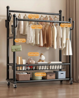 Porte-vêtements multifonction à double tringle, séchoir à linge, pour chambre à coucher, usage domestique, salon, tringle à vêtements en métal