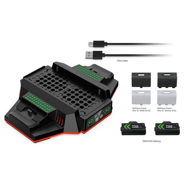 Cooling Stand for Xbox Series S/X Console Dual Control Charging Base Dock Station With Battery LED Light