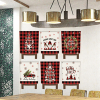 Lot de 6 housses de chaise de Noël modernes imprimées à carreaux Buffalo noirs et rouges, motif renne, en lin lavable à la main, 50x60cm, pour table à manger