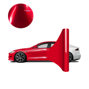 Envoltura de vinilo de coche rojo de alto brillo PET al por mayor calidad superbrillante alma metálica roja 1,52*18m rollo completo envoltura de vinilo para coche brillante - Product Image 1