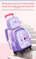 Sac à dos à roulettes pour étudiant, ensemble de 3 pièces, motif dessin animé, imperméable, sac d'école quotidien