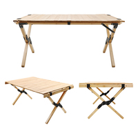 HOMFUL – Table de Camping multifonctionnelle Simple, installation Simple, petit rouleau pliant en bois, vente en gros