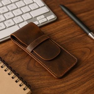 ブラウン<span class=keywords><strong>3</strong></span>ペン手作り本革ペンケース環境にやさしいファウンテンプロテクターペンホルダー本革ペンポーチ - Product Image 2