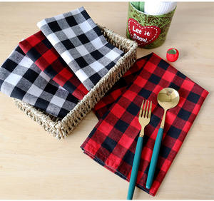 <span class=keywords><strong>Serviette</strong></span> de décoration de Noël à carreaux en coton <span class=keywords><strong>rouge</strong></span> et noir <span class=keywords><strong>Serviette</strong></span> de cuisine de style occidental <span class=keywords><strong>Serviette</strong></span> carrée Napperon de table en lin - Product Image 6