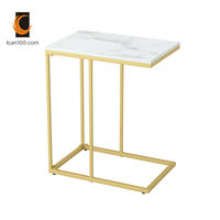 Luxus moderne Bett Beistell tisch Schlafzimmer Sofa Quadrat Schmaler Würfel Metall c Form Beistell tisch Marmor Eck tisch für Wohnzimmer