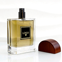 Flacon de parfum plat avec bouchon en bois, flacon de parfum de haute qualité, flacon de parfum à étiquette privée, flacons de parfum