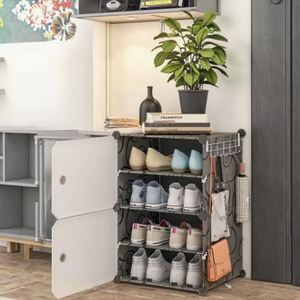 <span class=keywords><strong>Meuble</strong></span> à chaussures extensible et convertible en plastique avec armoire anti-poussière pour l'entrée de la maison - Product Image 6