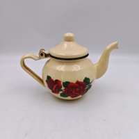 Théière ronde en émail de style nouveau avec motif floral, couleur personnalisée, pour la cuisine, la maison et les hôtels
