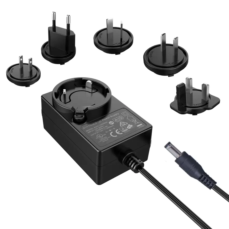 12V 2A Interchangeable AC/DC Power Adapter 100-240VAC detachable 12V 2000mA DC switching power supply