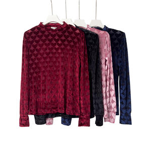 <span class=keywords><strong>Camicette</strong></span> a maniche lunghe in velluto da donna <span class=keywords><strong>eleganti</strong></span> lavorate a maglia da donna Pullover alla moda top Casual Vintage nero - Product Image 6